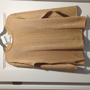 Gold lightweight sweater with cable knit front design by Joan Leslie - NWT
